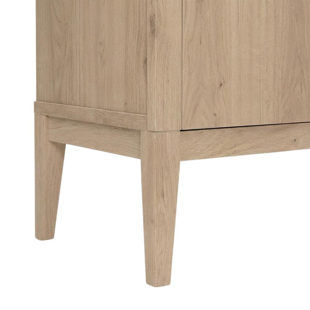Brown display cabinet, arched design, engineered wood construction, versatile
