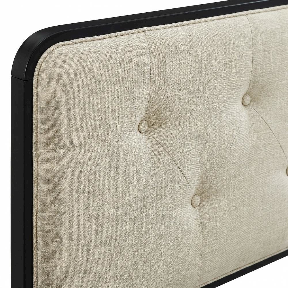Tufted Fabric Queen Headboard with Wood Frame and Classic Design