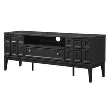 Black TV Stand with Engineered Wood Construction for Living Room Storage