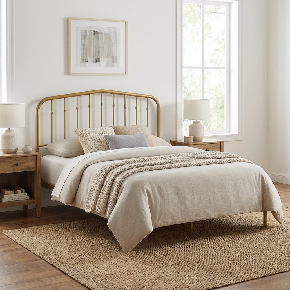 Metal Queen Headboard in Black with Durable Frame and Elegant Design