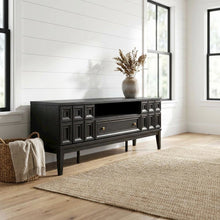 Black TV Stand with Engineered Wood Construction for Living Room Storage