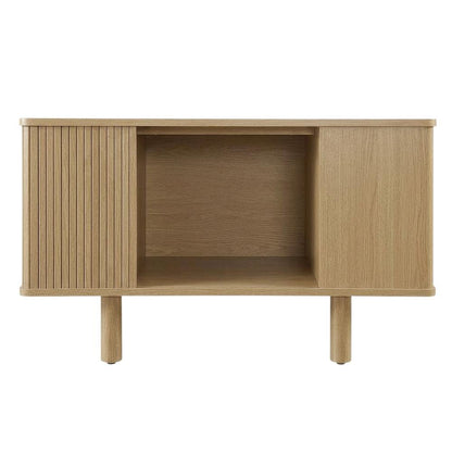 Rectangular Coffee Table with Wooden Base and Modern Design
