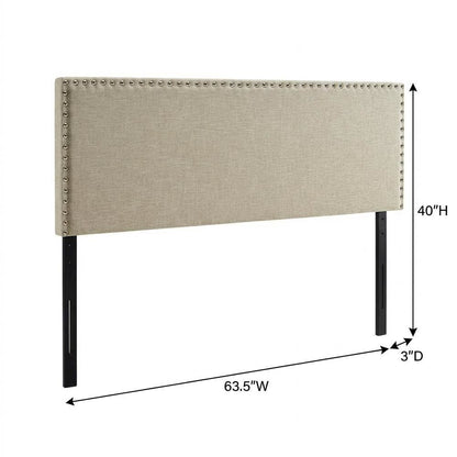 Upholstered Queen Headboard with Fabric Finish and Sturdy Construction
