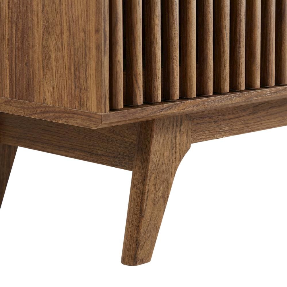 Brown wood TV stand with sleek design and versatile storage solution
