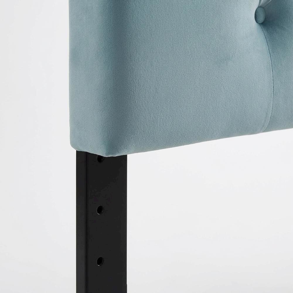 Blue Velvet Headboard, Full Diamond Tufted Design, Performance Fabric Finish