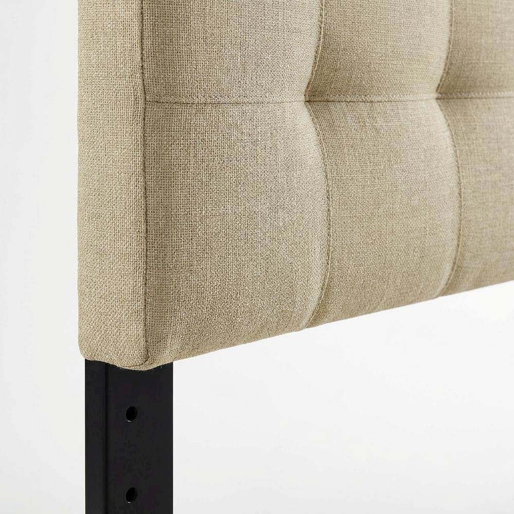 Upholstered Fabric King Headboard in Neutral Tone with Classic Design