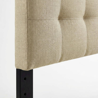Upholstered Fabric King Headboard in Neutral Tone with Classic Design