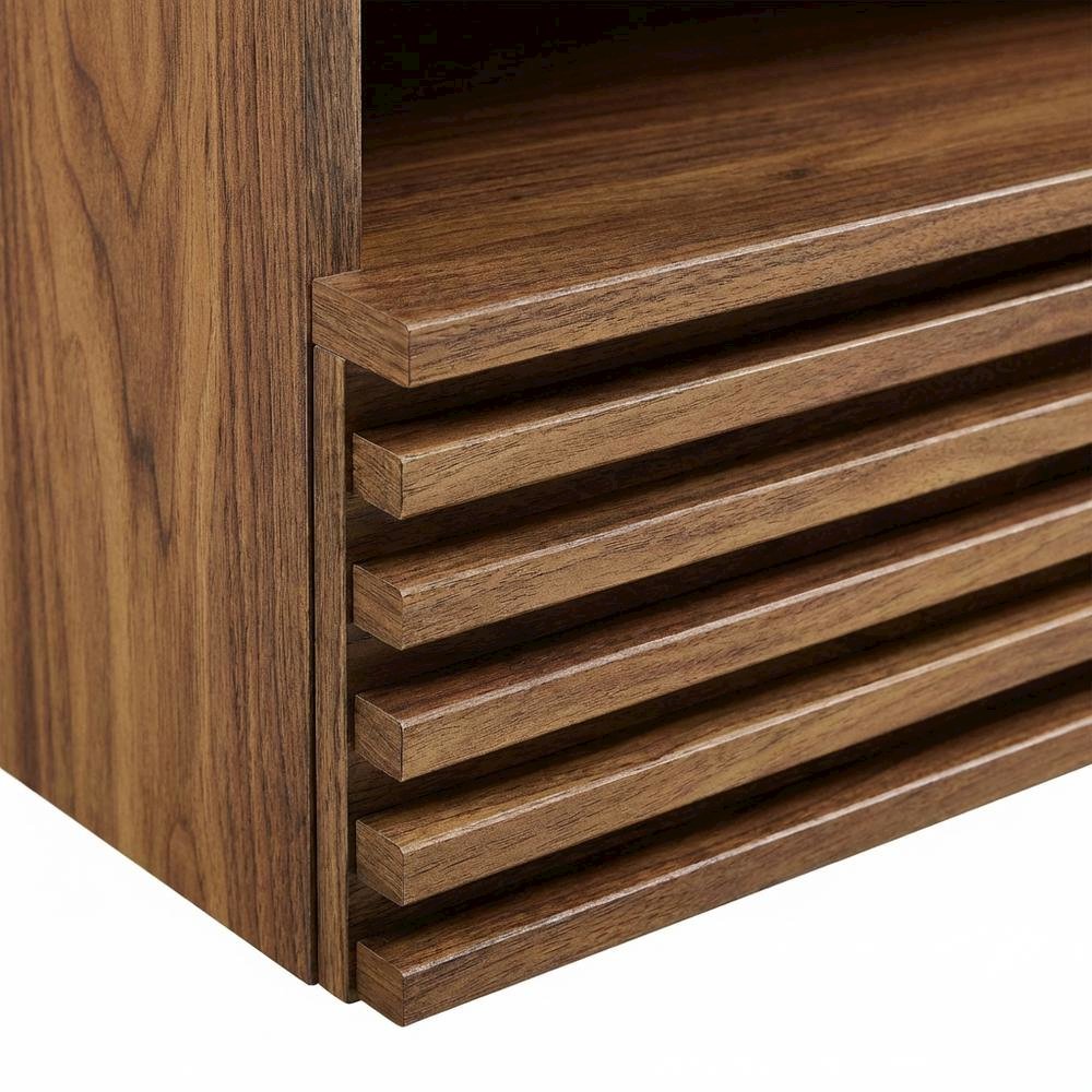 Wall-Mount Nightstand in Brown Finish with Modern Design