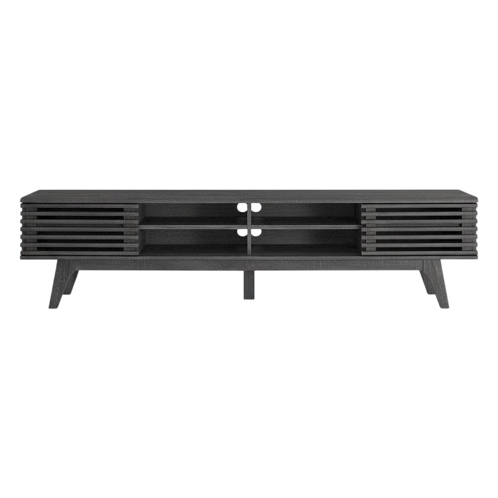 Gray wood entertainment center with spacious TV stand and sleek design