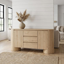 Rustic Rounded Sideboard Storage Cabinet With Spacious Interior, Durable Design