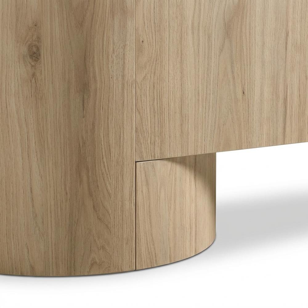 Rustic Rounded Sideboard Storage Cabinet With Spacious Interior, Durable Design