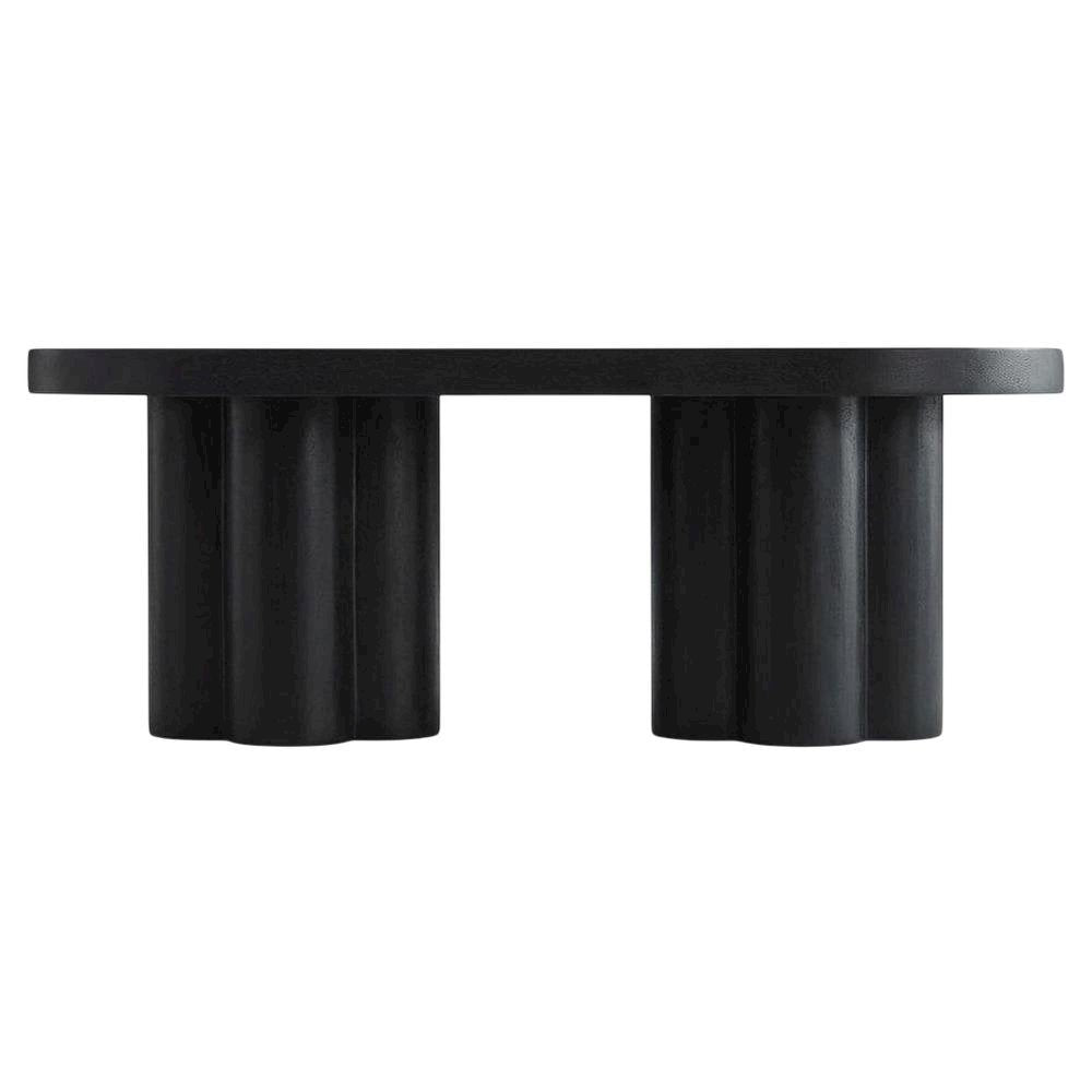 Oval Concrete Coffee Table with Modern Design and Sturdy Surface