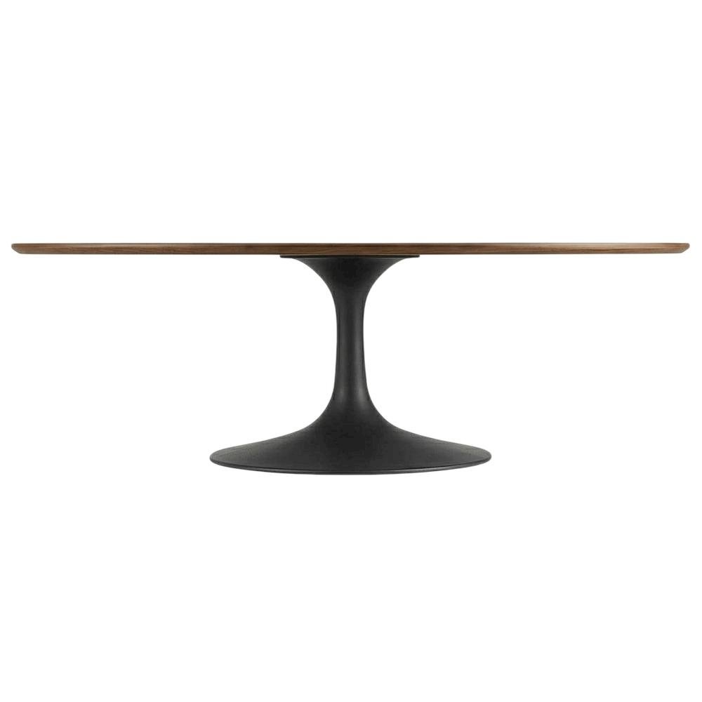 Oval wood coffee table with set of two, sleek design, modern style