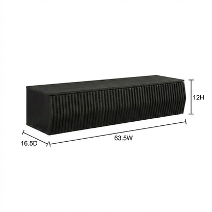 Black Wall Mount TV Stand with Sturdy Construction and Storage Space