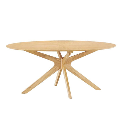 Oak Oval Wood Dining Table, Modern Style, Seats 8, Wood Dining