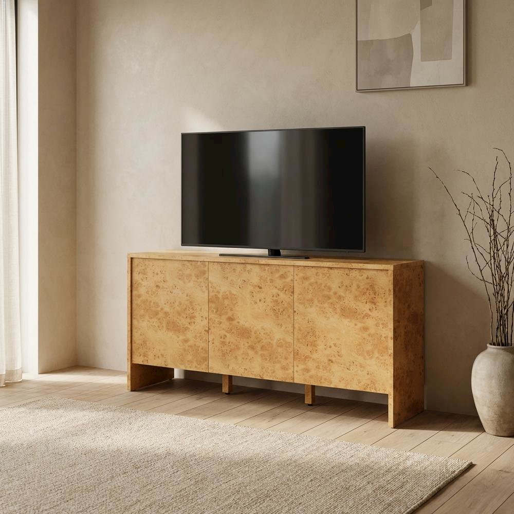 Burl Wood Sideboard with Spacious Storage and Elegant Finish