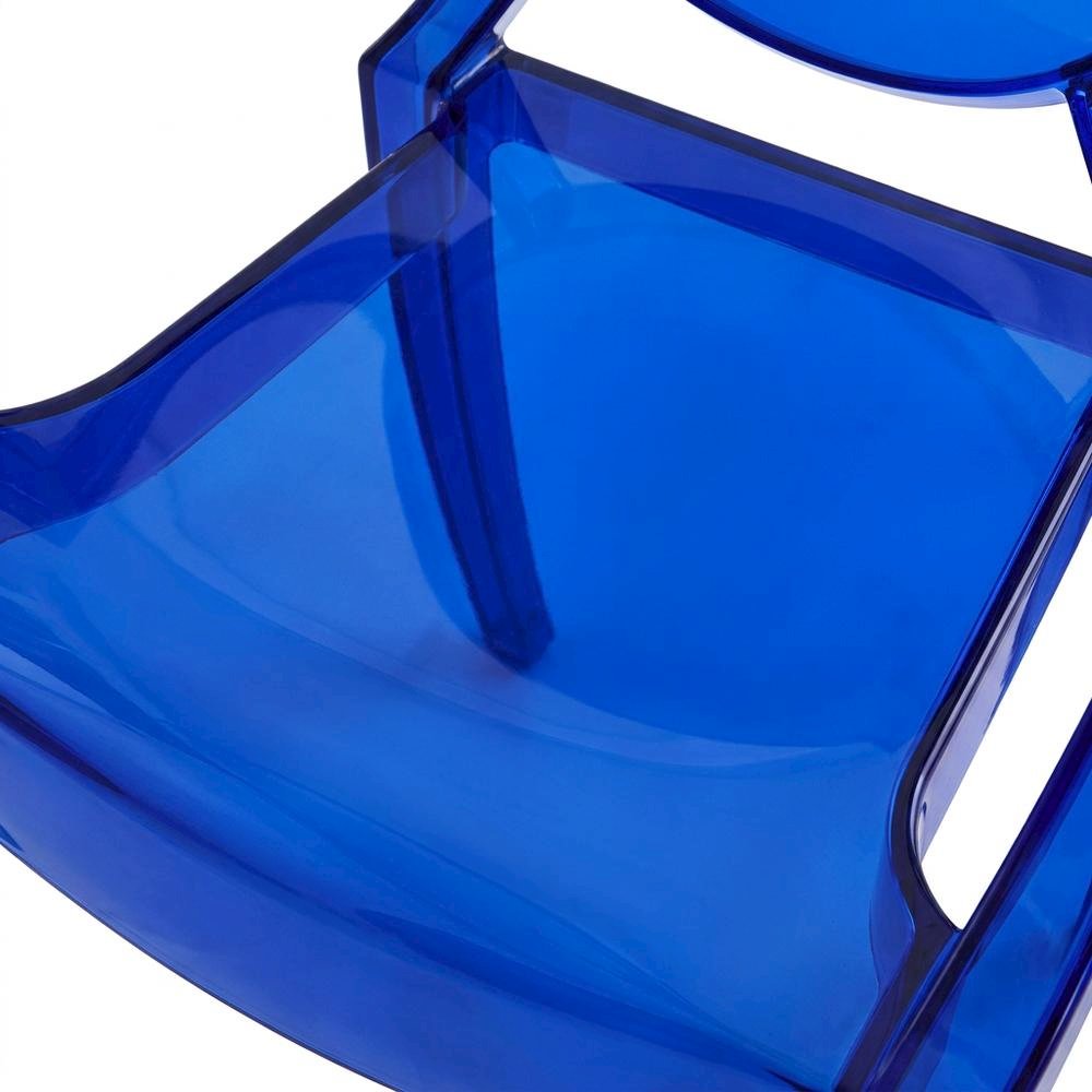 Acrylic High-Back Dining Armchairs with Arms, Blue, Set of 2