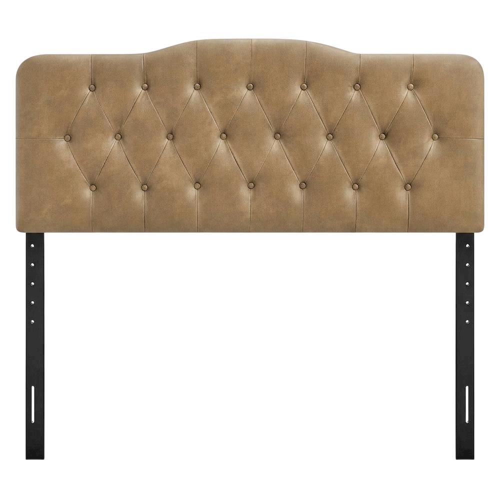 Faux Leather-Upholstered Queen Headboard with Tall Leg Posts, Queen ,Toast