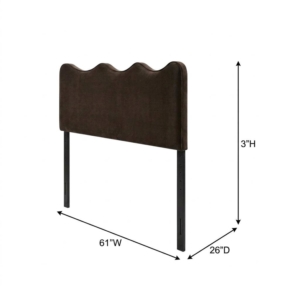 Velvet Queen Size Headboard with Stain-Resistant Fabric, Chocolate Brown