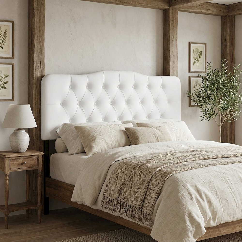 Upholstered Vinyl Full Headboard with Durable Padding and Classic Design