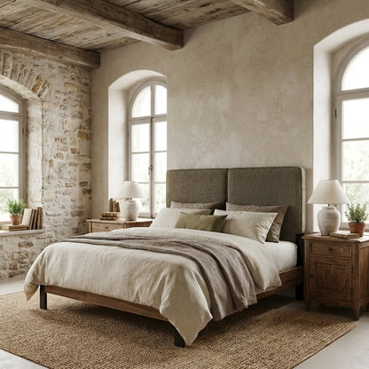 Boucle Fabric King Headboard with Soft Texture and Sturdy Frame Design