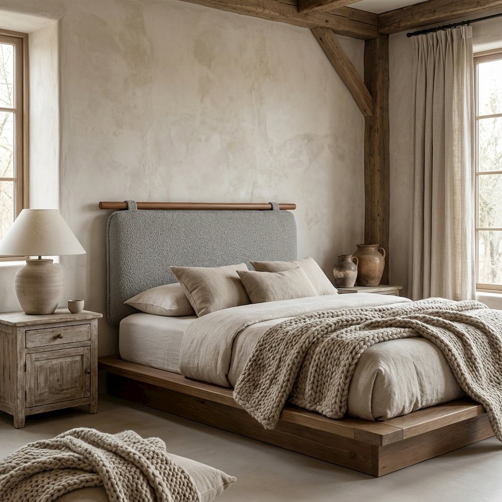 Chenille Upholstered Twin Headboard Wall-Mounted with Soft Fabric Texture