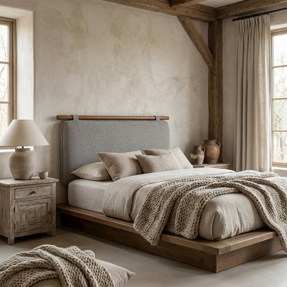 Chenille Upholstered Twin Headboard Wall-Mounted with Soft Fabric Texture