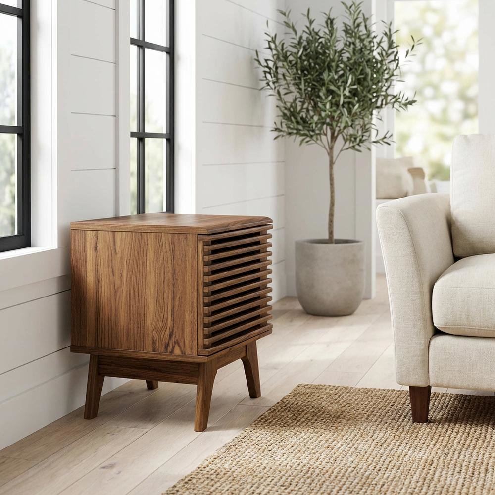 Wood Vinyl Record Display Stand in Brown, Compact Design, Durable Construction