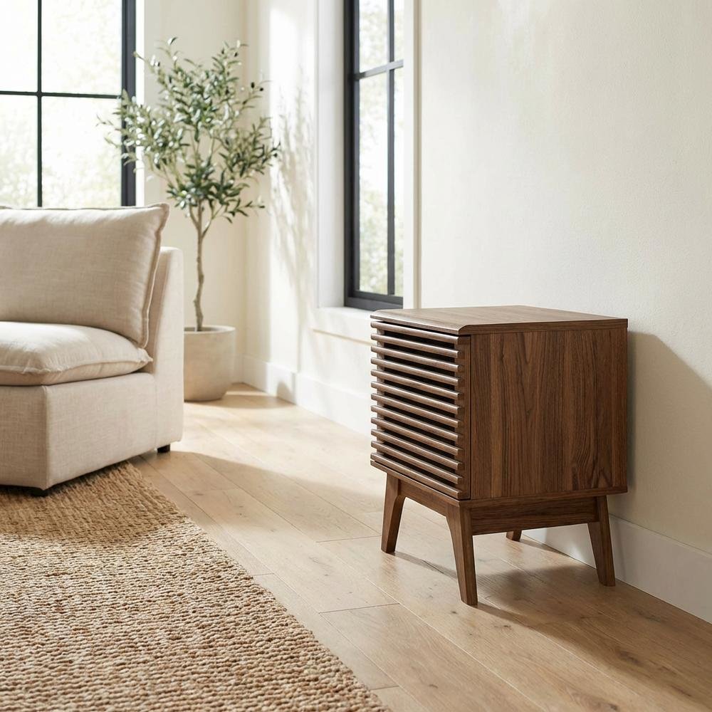 Wood Vinyl Record Display Stand in Brown, Compact Design, Durable Construction
