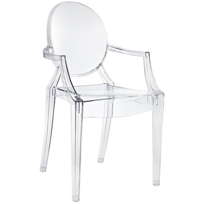 Acrylic Dining Armchair with Armrest and Stackable Design