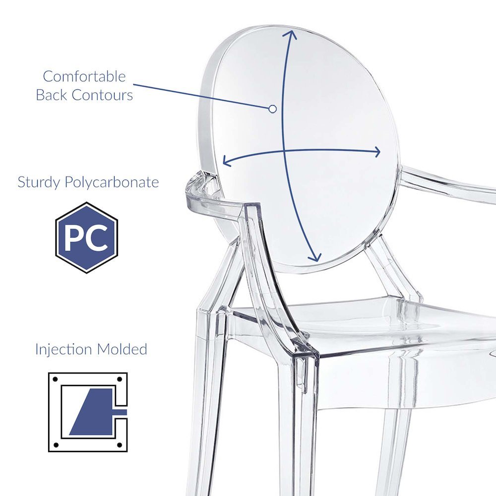 Acrylic Dining Armchair with Armrest and Stackable Design