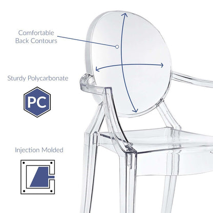 Acrylic Dining Armchair with Armrest and Stackable Design