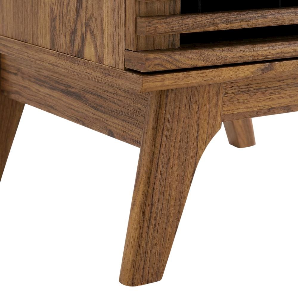 Wood Vinyl Record Display Stand in Brown, Compact Design, Durable Construction
