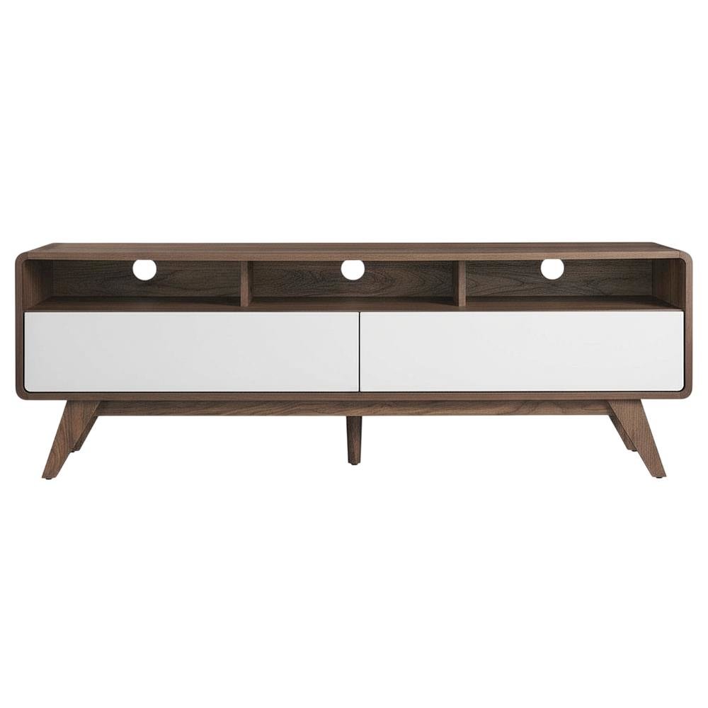 Wooden TV Stand in Brown with Spacious Storage and Sturdy Design