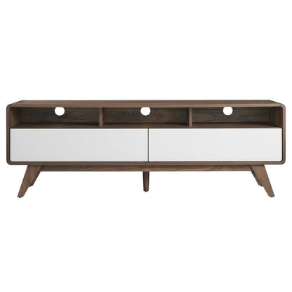 Wooden TV Stand in Brown with Spacious Storage and Sturdy Design