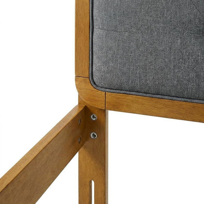 Tufted Fabric and Wood Queen Size Headboard with Storage, Walnut Charcoal
