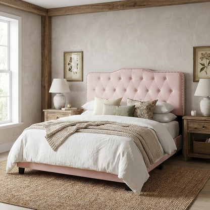 Tufted Velvet Full/Queen Headboard with Plush Upholstery and Sturdy Frame