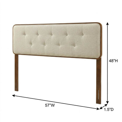 Tufted Fabric Full Headboard with Wood Frame and Classic Design