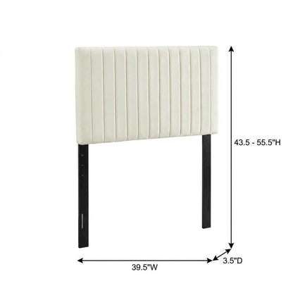 Ivory Velvet Twin Headboard with Padded Upholstery and Elegant Design