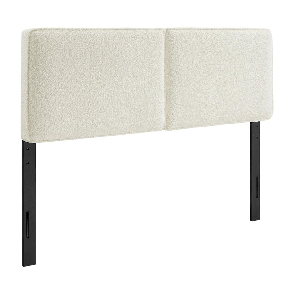 Boucle Fabric King Headboard in Soft Neutral, Sturdy Frame, Elegant Design