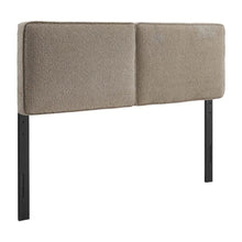Boucle Fabric Queen Headboard in Soft Neutral with Padded Upholstery