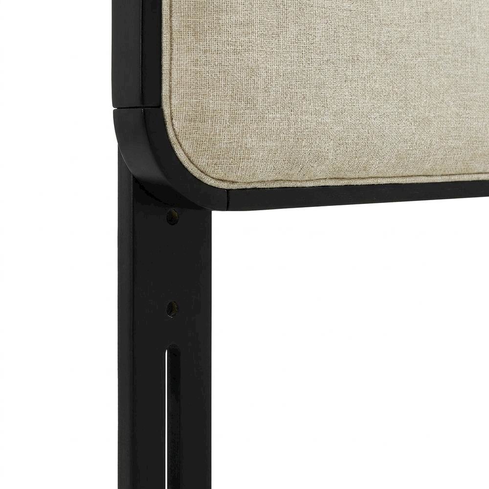 Fabric and Wood Button-Tufted King Headboard Only for Bed Frame, Black Beige