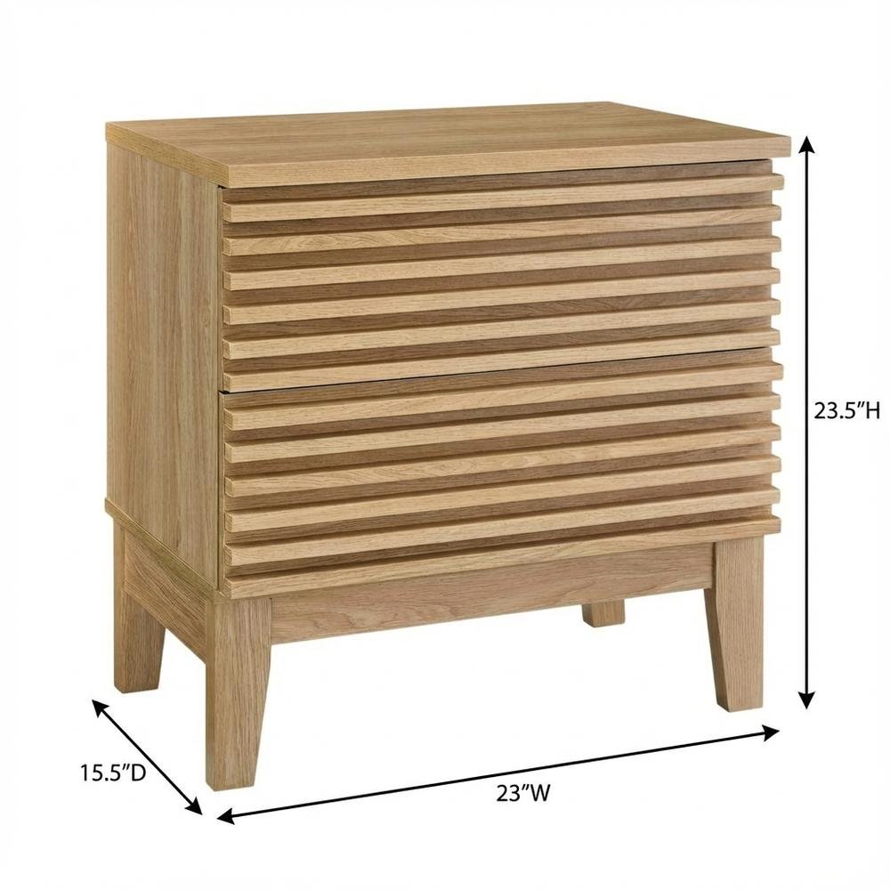 Two-Drawer Nightstand in Brown Modern Finish with Stylish Design