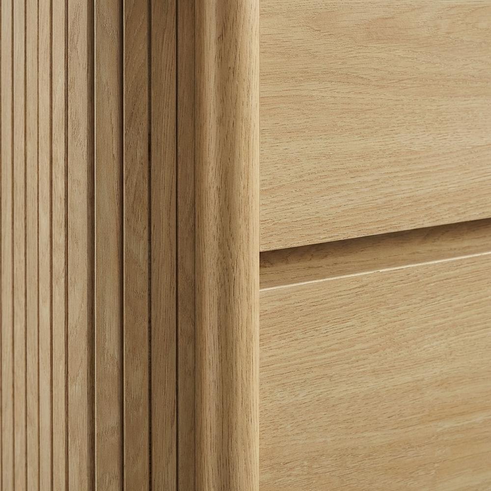 Nightstand with Modern Design and Compact Storage in Brown Finish