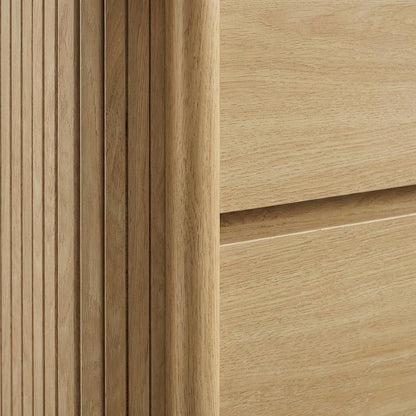 Nightstand with Modern Design and Compact Storage in Brown Finish