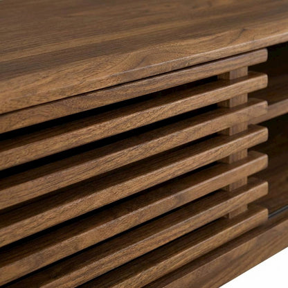 Wooden brown TV stand with 48-inch width and sleek design