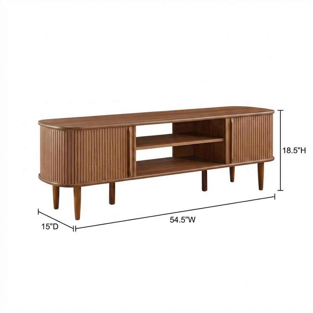 Brown wood TV stand with sleek design and sturdy construction