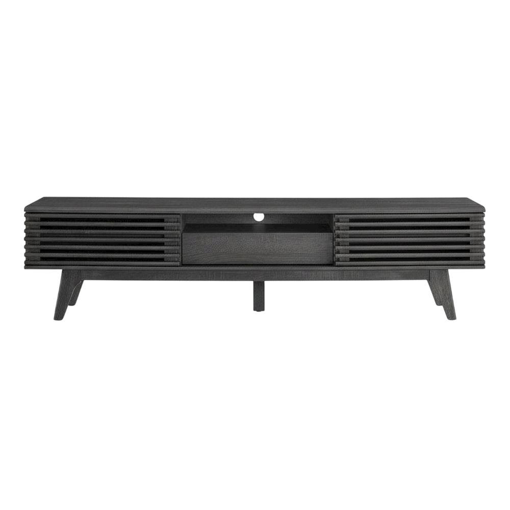 Gray wood TV stand with sleek design and spacious storage