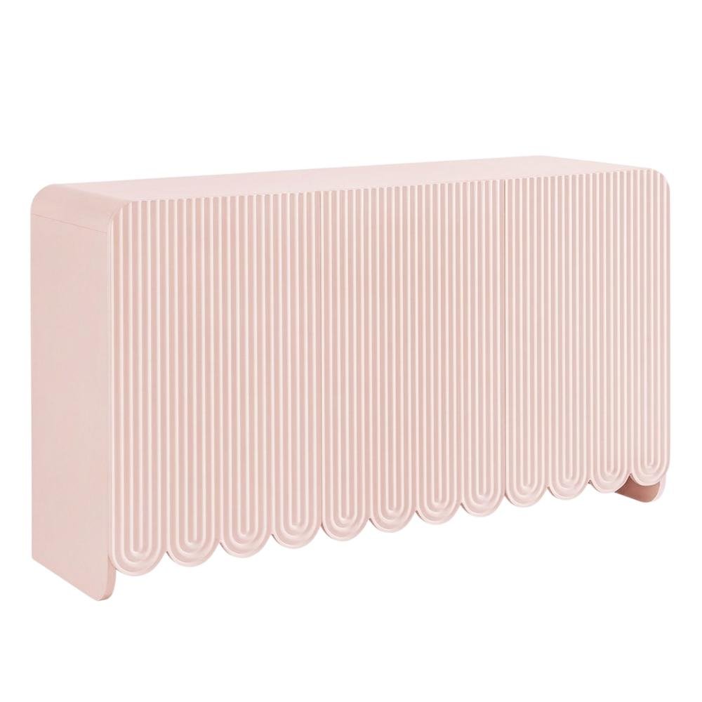 Fluted And Scalloped Sideboard Storage Cabinet In Elegant Finish