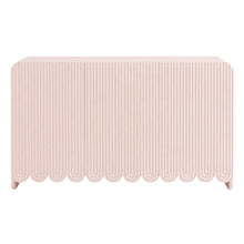 Fluted And Scalloped Sideboard Storage Cabinet In Elegant Finish